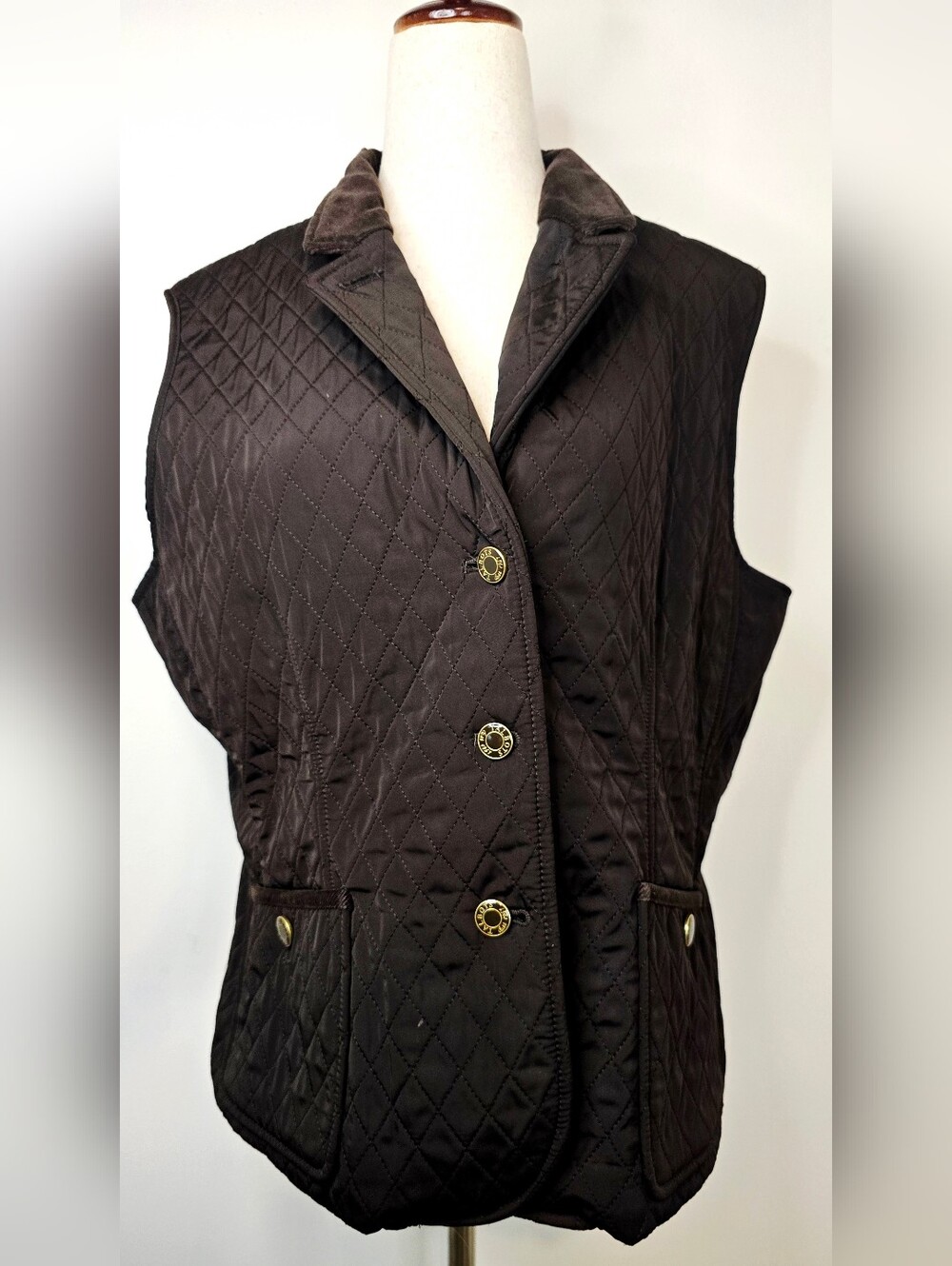 Talbots Petites Quilted Equestrian Vest Preppy Coastal Quiet Luxury Academic